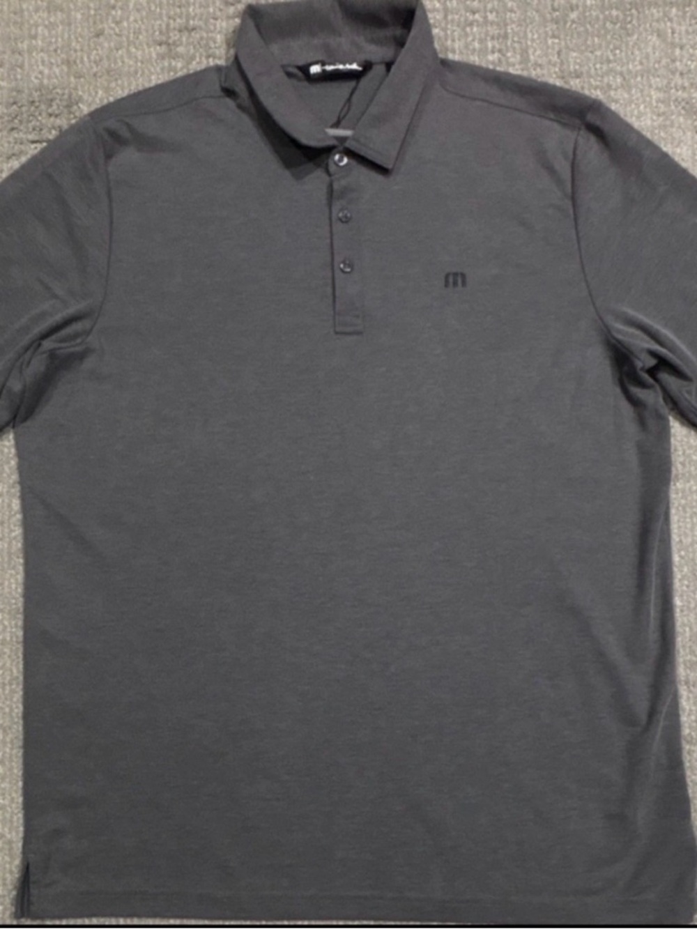 Travis Mathew Charcoal Gray Polo with Subtle Logo, XXL Yet Fits Like XL, NWT